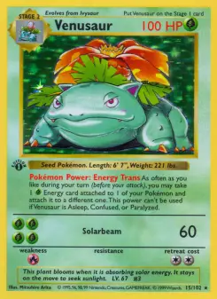 Venusaur do Base Set, um dos três iniciais de Kanto