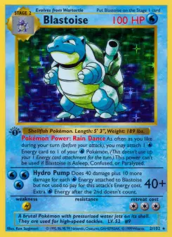 Blastoise do Base Set, o inicial de água de Kanto