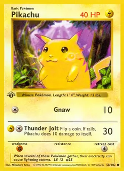 Pikachu do Base Set de 1999