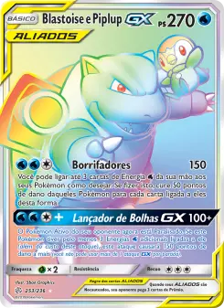 Carta Blastoise & Piplup GX da coleção Cosmic Eclipse