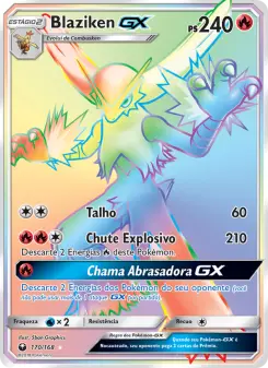 Carta Blaziken GX da coleção Celestial Storm