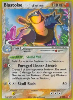 Carta Blastoise δ da coleção Crystal Guardians