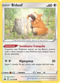 Carta Bidoof da coleção Crown Zenith