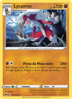 Carta Lycanroc da coleção Crown Zenith