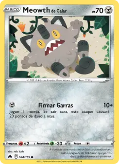 Carta Galarian Meowth da coleção Crown Zenith