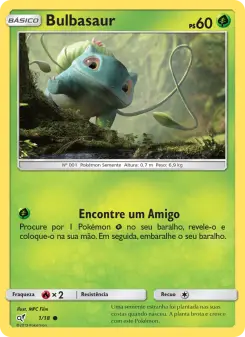 Carta Bulbasaur da coleção Detective Pikachu