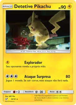 Carta Detective Pikachu da coleção Detective Pikachu