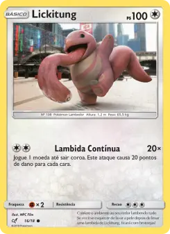 Carta Lickitung da coleção Detective Pikachu