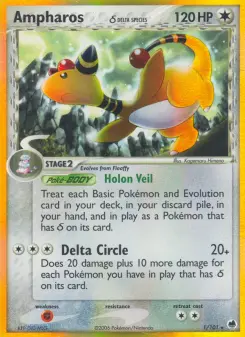 Carta Ampharos δ da coleção Dragon Frontiers