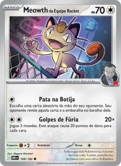 Carta Team Rocket's Meowth da coleção Destined Rivals