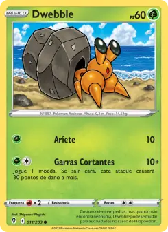 Carta Dwebble da coleção Evolving Skies