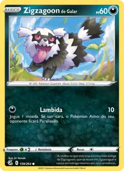 Carta Galarian Zigzagoon da coleção Fusion Strike