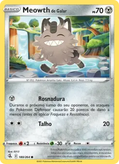 Carta Galarian Meowth da coleção Fusion Strike