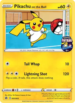 Carta Pikachu on the Ball da coleção Pokémon Futsal 2020