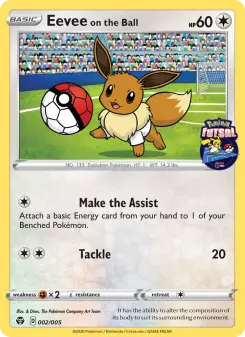 Carta Eevee on the Ball da coleção Pokémon Futsal 2020
