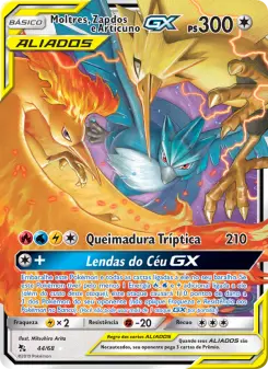 Carta Moltres & Zapdos & Articuno GX da coleção Hidden Fates