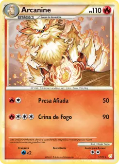 Carta Arcanine da coleção HeartGold SoulSilver