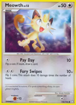 Carta Meowth da coleção Legends Awakened