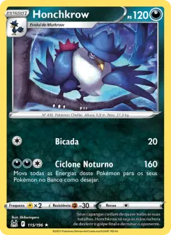 Carta Honchkrow da coleção Lost Origin