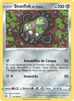 Carta Galarian Stunfisk da coleção Lost Origin