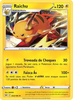 Carta Raichu da coleção Lost Origin