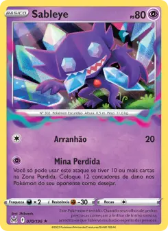 Carta Sableye da coleção Lost Origin