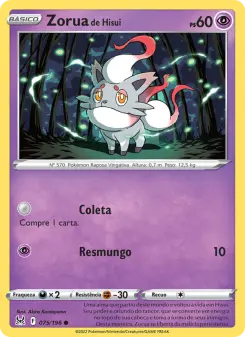 Carta Hisuian Zorua da coleção Lost Origin