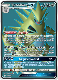 Carta Tyranitar GX da coleção Lost Thunder