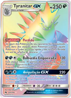 Carta Tyranitar GX da coleção Lost Thunder