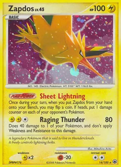Carta Zapdos da coleção Majestic Dawn
