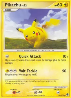Carta Pikachu da coleção Majestic Dawn