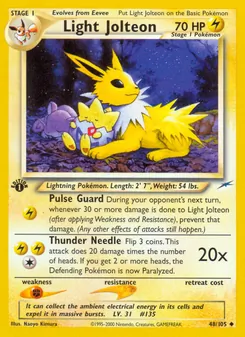 Carta Light Jolteon da coleção Neo Destiny