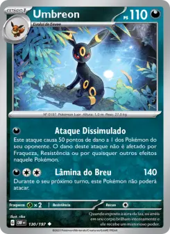 Carta Umbreon da coleção Obsidian Flames