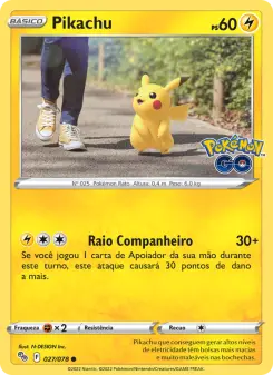 Carta Pikachu da coleção Pokémon GO