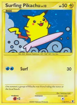 Carta Surfing Pikachu da coleção Rising Rivals