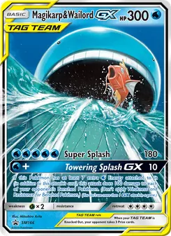 Carta Magikarp & Wailord GX da coleção SM Black Star Promos