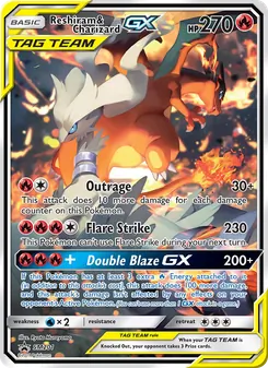 Carta Reshiram & Charizard GX da coleção SM Black Star Promos