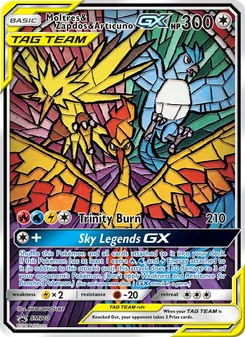 Carta Moltres & Zapdos & Articuno GX da coleção SM Black Star Promos
