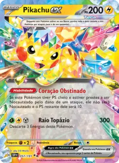 Pikachu ex 057/191, carta double rare da coleção Surging Sparks