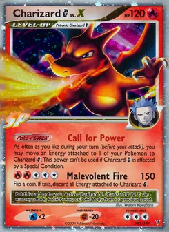 Carta Charizard G LV.X da coleção Supreme Victors