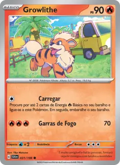 Carta Growlithe da coleção Scarlet & Violet