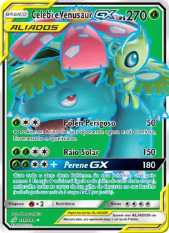 Carta Celebi & Venusaur GX da coleção Team Up