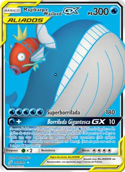 Carta Magikarp & Wailord GX da coleção Team Up