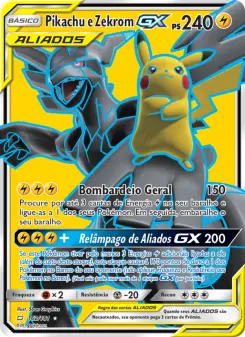 Carta Pikachu & Zekrom GX da coleção Team Up
