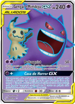 Carta Gengar & Mimikyu GX da coleção Team Up