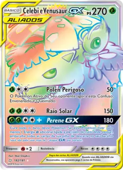 Carta Celebi & Venusaur GX da coleção Team Up