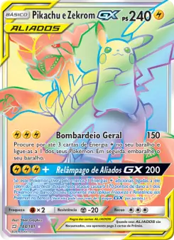 Carta Pikachu & Zekrom GX da coleção Team Up