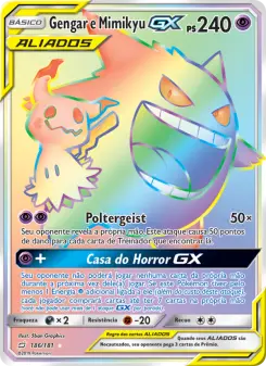 Carta Gengar & Mimikyu GX da coleção Team Up