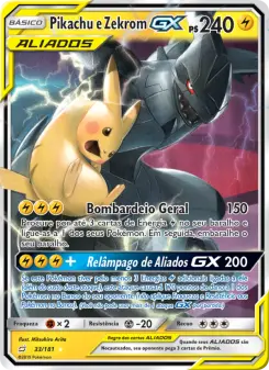 Carta Pikachu & Zekrom GX da coleção Team Up