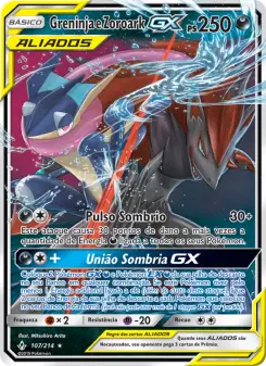 Carta Greninja & Zoroark GX da coleção Unbroken Bonds